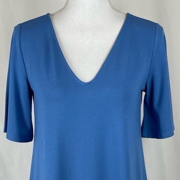 J Jill‎ Cobalt Blue With Floral Print Hem Shift Casual Dress NWOT Size XS - Picture 3 of 11